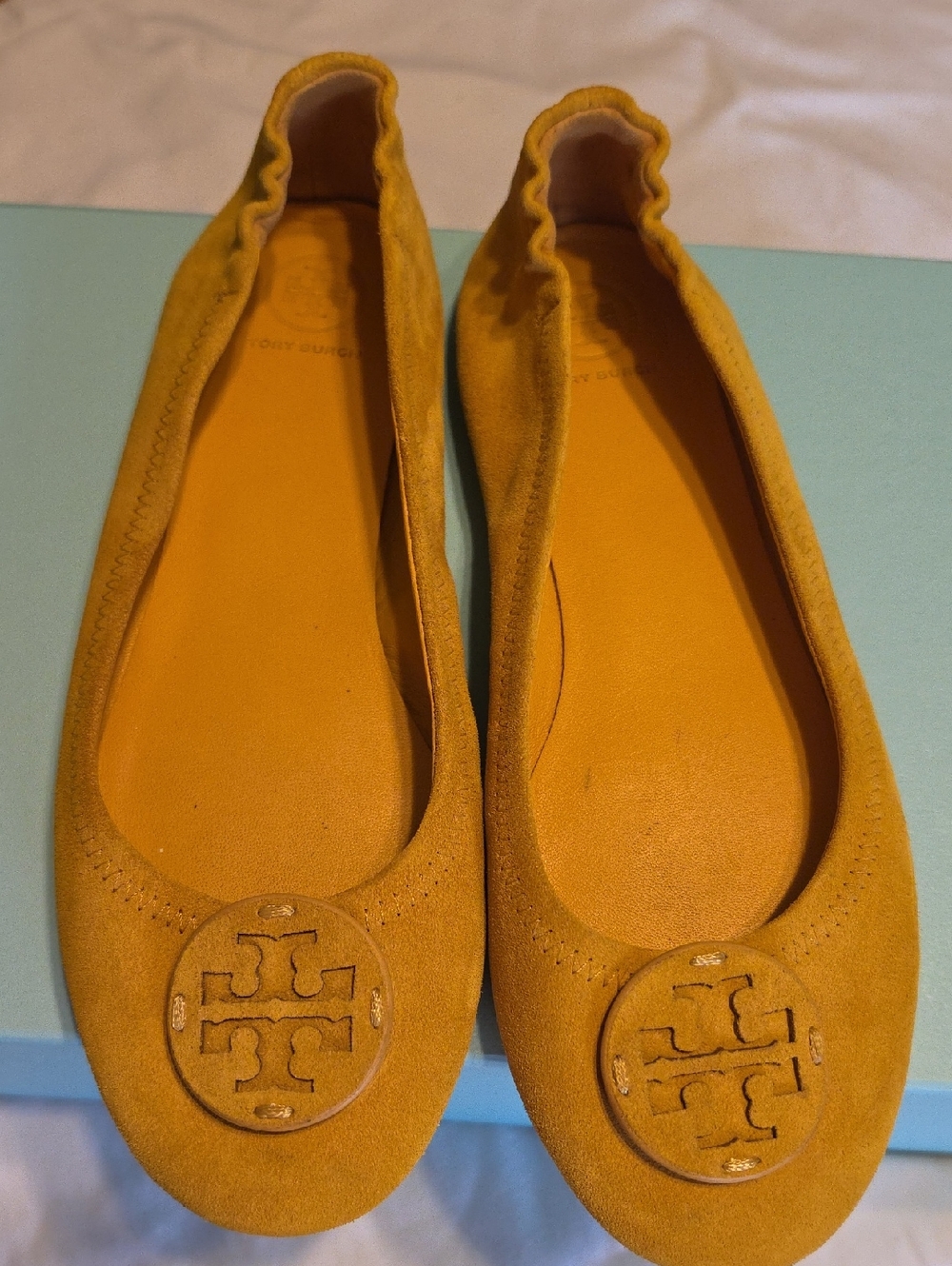 Tory Burch Yellow Suede Ballet Flats - Women's Slip-On Comfort 8.5